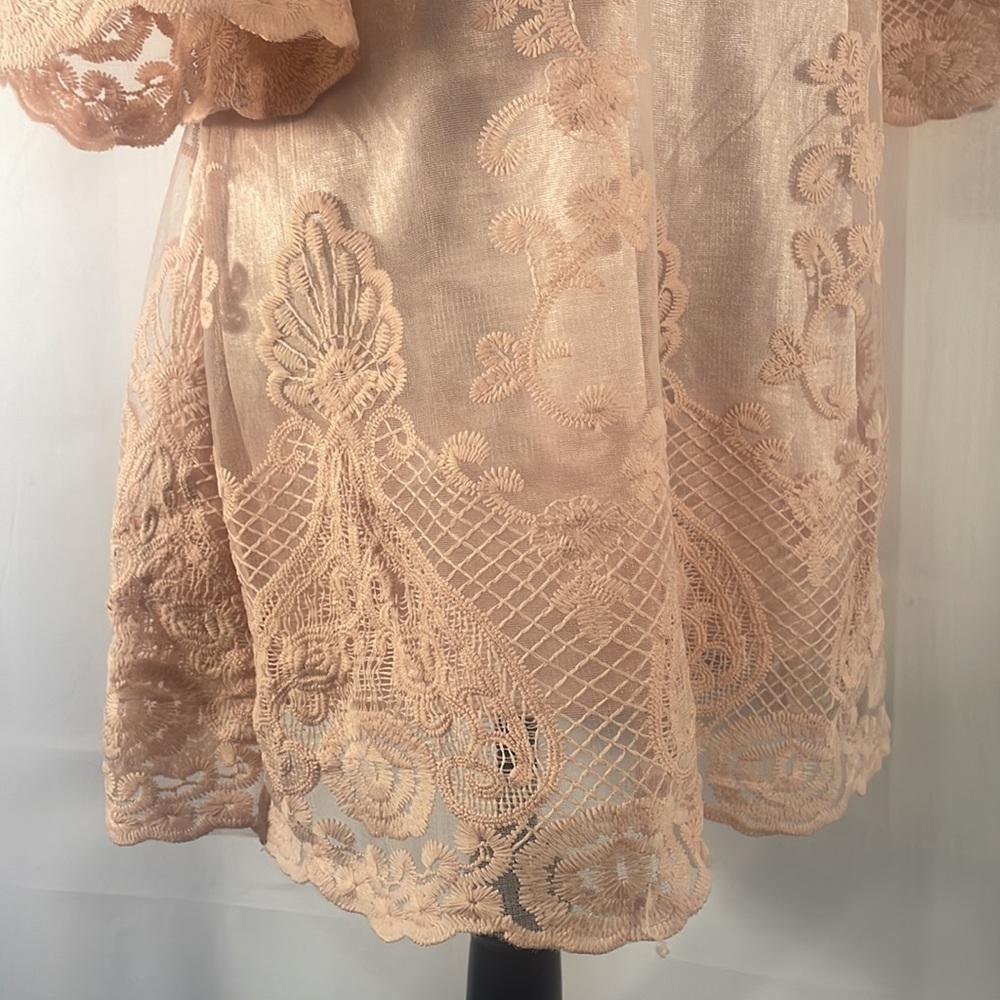 Simply Couture Pink Floral Layered sheer lace Baby doll, Tunic Dress,Size Small - Picture 10 of 11